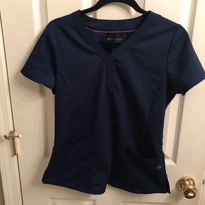 Navy scrub top size small, by Healing Hands